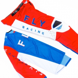 KIT CALCA CAMISA FLY KINETIC MESH KORE VERMELHO BRANCO AZUL