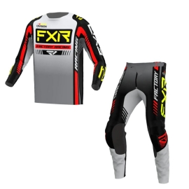 KIT CALCA CAMISA FXR RACING CLUTCH PRO MX GREY BLACK HIVIS