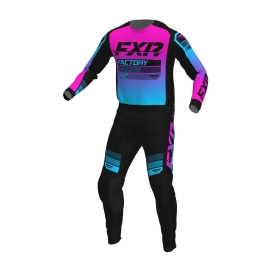 KIT CALCA CAMISA FXR RACING CLUTCH MX BLACK SKY PINK