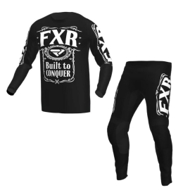 KIT CALCA CAMISA FXR RACING CLUTCH MX BLACK WHITE