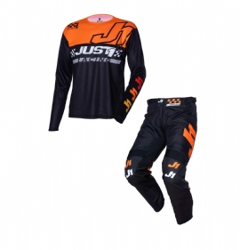KIT CALCA CAMISA JUST1 J COMMAND PRETO LARANJA