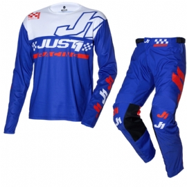 KIT CALCA CAMISA JUST1 J COMMAND AZUL VERMELHO BRANCO