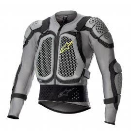 COLETE ALPINESTARS JAQUETA BIONIC ACTION V2 CINZA ESCURO AMARELO FLUO