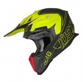 CAPACETE JUST1 J18 VERTIGO VERMELHO CINZA FLUO AMARELO