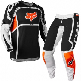 KIT CALCA CAMISA FOX 360 DVIDE PRETO BRANCO LARANJA