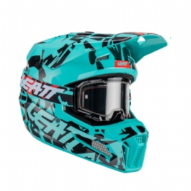 CAPACETE LEATT MOTO 35 C/ OCULOS AQUA PRETO