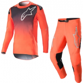 KIT CALCA CAMISA ALPINESTARS SUPERTECH RISEN 23 LARANJA HOT PRETO