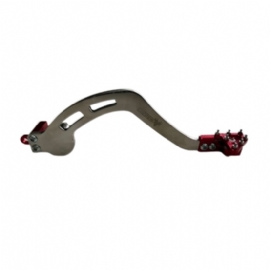 PEDAL FREIO CRF250F ACO INOX RETRATIL PRATA VERMELHO RED DRAGON