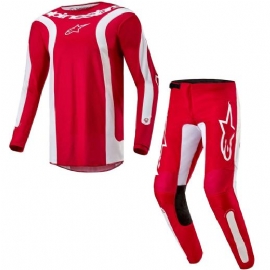 KIT CALCA CAMISA ALPINESTARS FLUID LURV 24 VERMELHO BRANCO