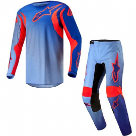 KIT CALCA CAMISA ALPINESTARS FLUID LUCENT 24 AZUL LARANJA HOT