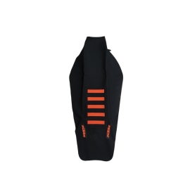 CAPA BANCO KTM SX 16/18 EXC / EXCF 17/19 ULTRA GRIP VULCANIZADA PRETA LARANJA C/ ETIQUETA LOGO KTM ZOMBIE