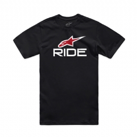 CAMISETA ALPINESTARS RIDE 40 PRETO BRANCO VERMELHO