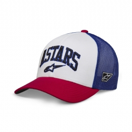BONE ALPINESTARS DUNKER TRUCKER BRANCO VERMELHO AZUL