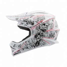 CAPACETE PRO TORK INFANTIL CROSS KIDS CARTOON RACING BRANCO VERMELHO
