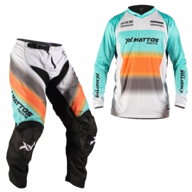 KIT CALCA CAMISA MATTOS RACING CREATION AQUA LARANJA CINZA