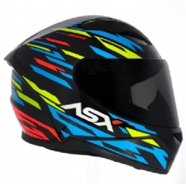 CAPACETE ASX CITY ARROW BRILHO PRETO AZUL AMARELO