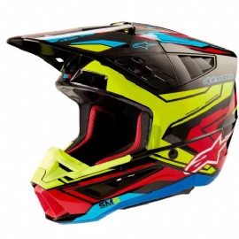 CAPACETE ALPINESTARS SM5 ACTION 2 PRETO AMARELO VERMELHO GLOSS