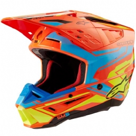 CAPACETE ALPINESTARS SM5 ACTION 2 LARANJA FLUO AZUL AMARELO FLUO