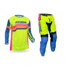 KIT CALCA CAMISA STORM F1RST RAMPAGE AMARELO FLUOR