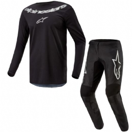 KIT CALCA CAMISA ALPINESTARS FLUID 25 GRAPHITE PRETO CINZA SILVER