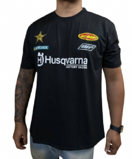 CAMISETA FACTORY RACE WEAR HUSQVARNA BRANDS PRETA