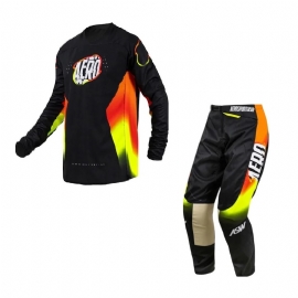 KIT CALCA CAMISA ASW PODIUM GHOST 25 PRETO VERMELHO AMARELO FLUO