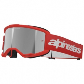 OCULOS ALPINESTARS VISION 3 WORDMARK VERMELHO LENTE SILVER ESPELHADA