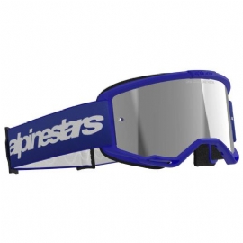 OCULOS ALPINESTARS VISION 3 WORDMARK AZUL LENTE SILVER ESPELHADA