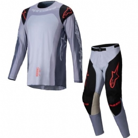 KIT CALCA CAMISA ALPINESTARS RACER OCURI 25 CINZA PRETO LARANJA FLUO