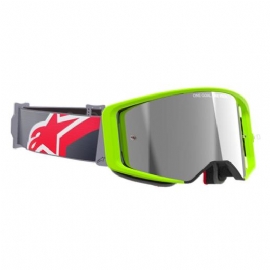 OCULOS ALPINESTARS SUPERTECH CORP AMARELO FLUO LENTE SILVER ESPELHADA