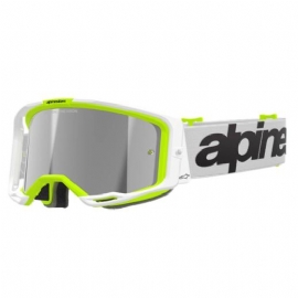 OCULOS ALPINESTARS VISION 8 WORDMARK BRANCO AMARELO LENTE SILVER ESPELHADA