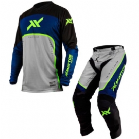 KIT CALCA CAMISA MATTOS RACING SAX AZUL CINZA