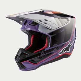 CAPACETE ALPINESTARS SM5 SAIL ROXO PRETO SILVER GLOSS