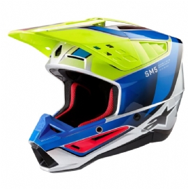 CAPACETE ALPINESTARS SM5 SAIL AMARELO FLUO AZUL SILVER GLOSS