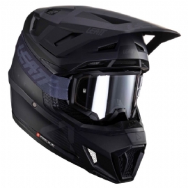 CAPACETE LEATT MOTO 75 C/ OCULOS PRETO STEALTH