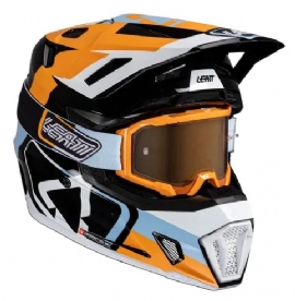 CAPACETE LEATT MOTO 75 C/ OCULOS LARANJA AZUL ORANGE