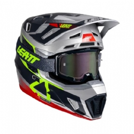 CAPACETE LEATT MOTO 75 C/ OCULOS CINZA VERDE STEEL