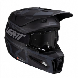 CAPACETE LEATT MOTO 35 C/ OCULOS PRETO STEALTH