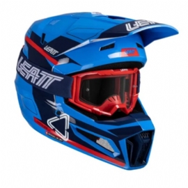 CAPACETE LEATT MOTO 35 C/ OCULOS AZUL VERMELHO ROYAL