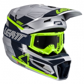 CAPACETE LEATT MOTO 35 C/ OCULOS CINZA VERDE STEEL