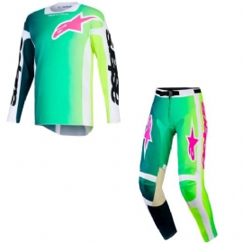 KIT CALCA CAMISA ALPINESTARS RACER PORTL VERDE BRANCO PRETO