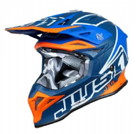 CAPACETE JUST1 J39 THRUSTER LARANJA FLUOR AZUL BRANCO