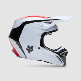 CAPACETE FOX V1 FLOW BRANCO VERMELHO