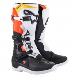 BOTA ALPINESTARS TECH 3 PRETO BRANCO VERMELHO FLUO AMARELO