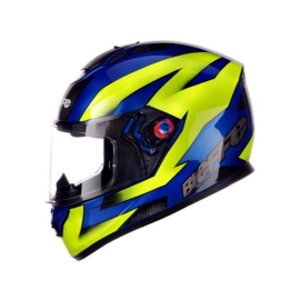 CAPACETE BIEFFE B 12 ST FLAT AZUL AMARELO C/ INTERCOMUNICADOR SMART TRIP