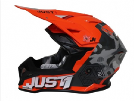 CAPACETE JUST1 J39 KINETIC CAMO ORANGE RED FLUO GREY GLOSS