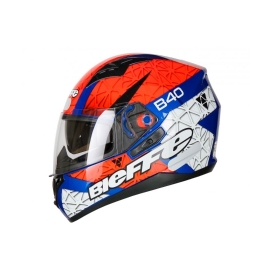 CAPACETE BIEFFE B 40 TRIXX AZUL METAL VERMELHO