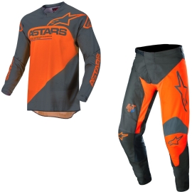 KIT CALCA CAMISA ALPINESTARS RACER SUPERMATIC 22 PRETO LARANJA