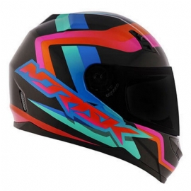 CAPACETE NORISK FF391 VOID BLACK ORANGE BLUE