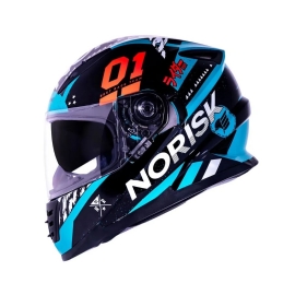 CAPACETE NORISK FF302 TOKYO BLACK WHITE GREEN